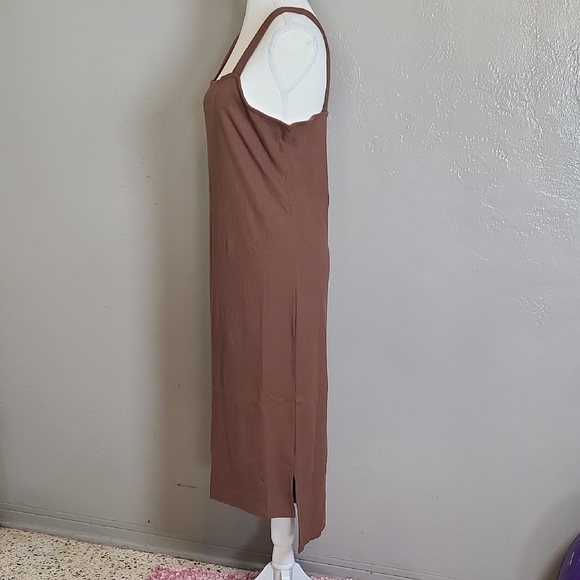 The Drop Ameila Dress Choclate Fondant Sleeveless Ribbed Dress NWT L Hi Low - Picture 3 of 11